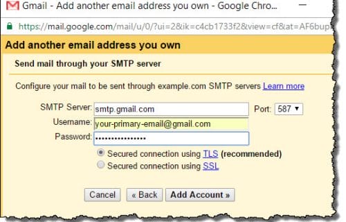 Gmail Sendmail SMTP Configuration