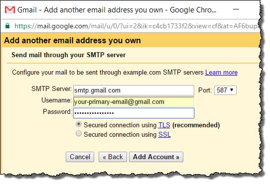 Gmail Sendmail SMTP Configuration