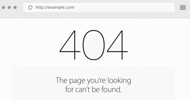 404 Page Not Found Error - Example