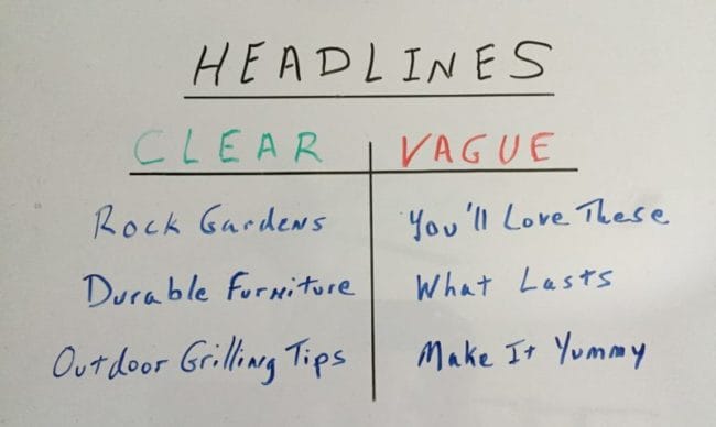 Effective Website Headlines (examples) Clear vs. Vague