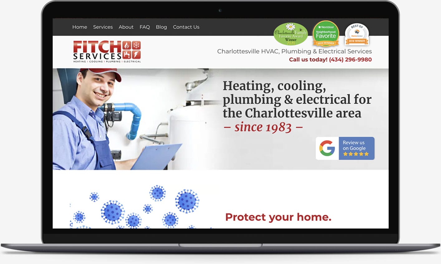 Web design portfolio: Fitch Services Heating, Cooling, Plumbing, Electrical