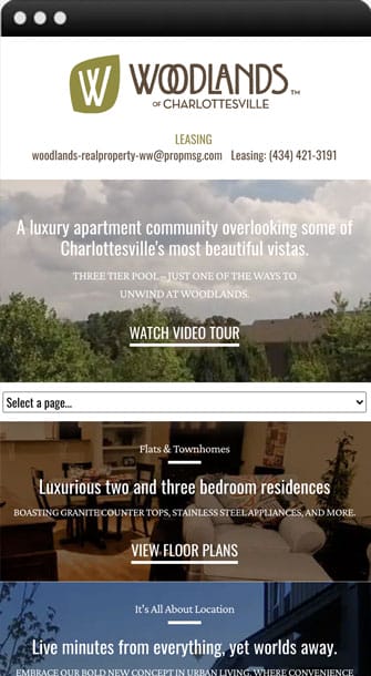 Mobile design for Woodlands of Charlottesville, Virginia