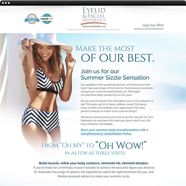 Website design and development for Eyelid & Facial Aesthetics