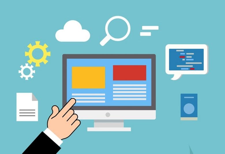 Man pointing at a computer screen