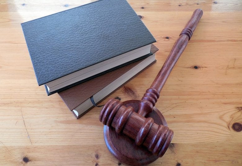 law casebook with gavel on a table